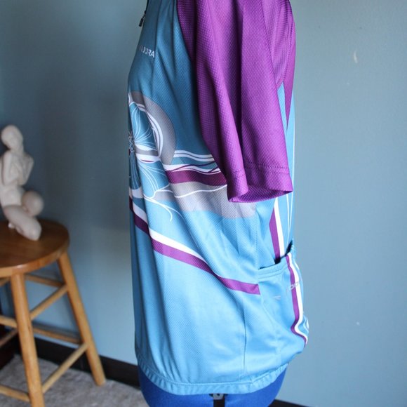 Floral Polyester Cycling Top ~L~ - Picture 4 of 10